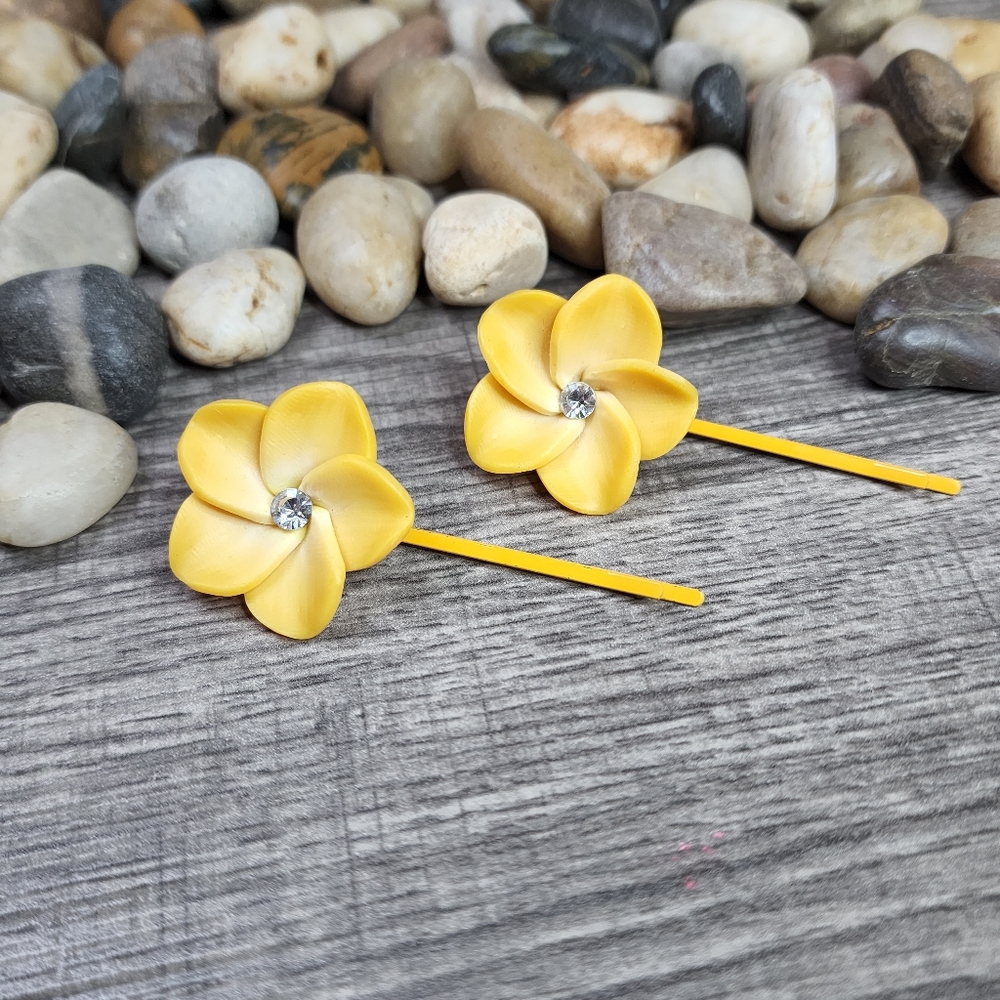 Set of 2 Hawaiian Plumeria Hair Pins/Clips